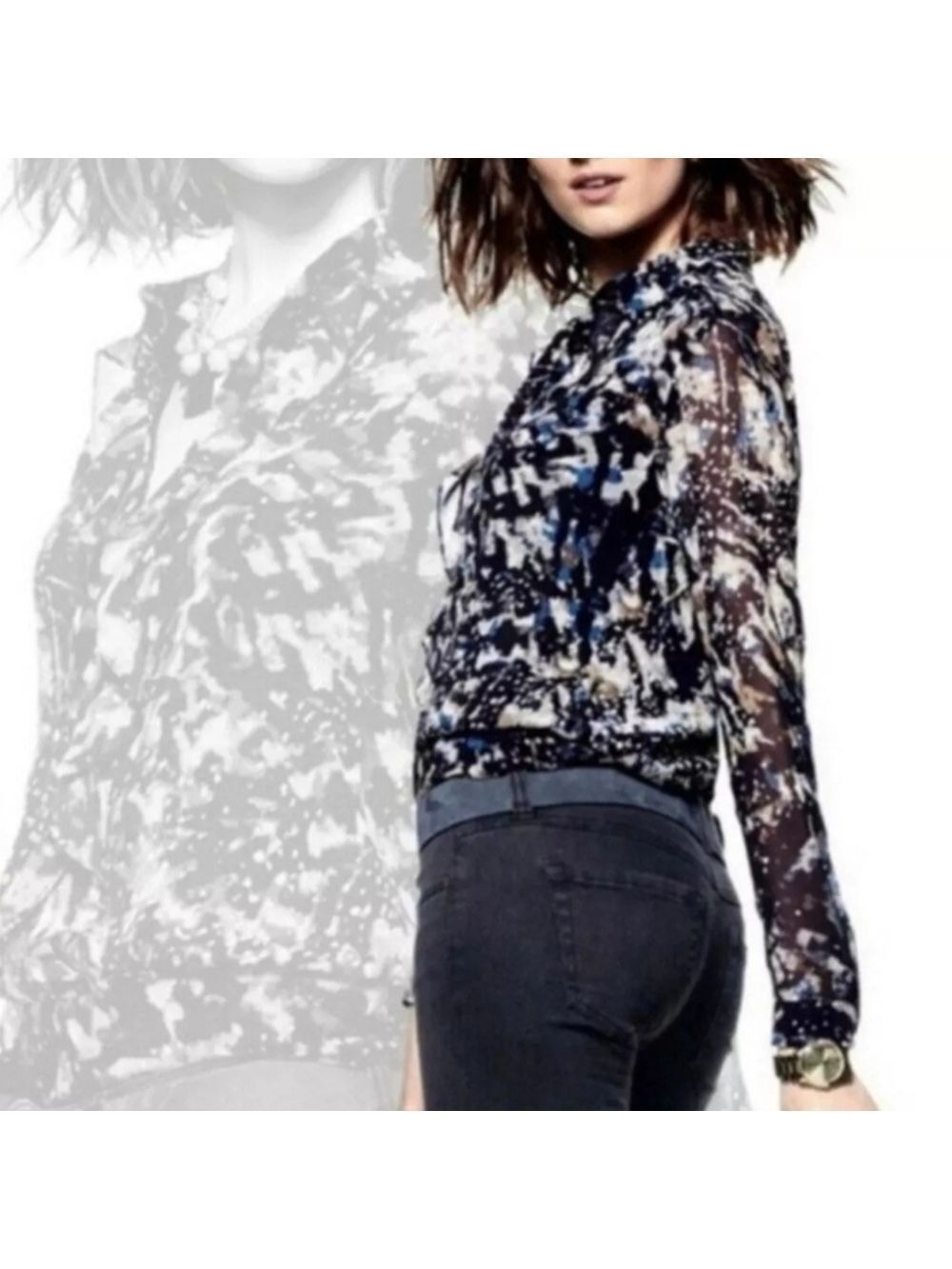 Cabi starry night ruffle chiffon blouse
